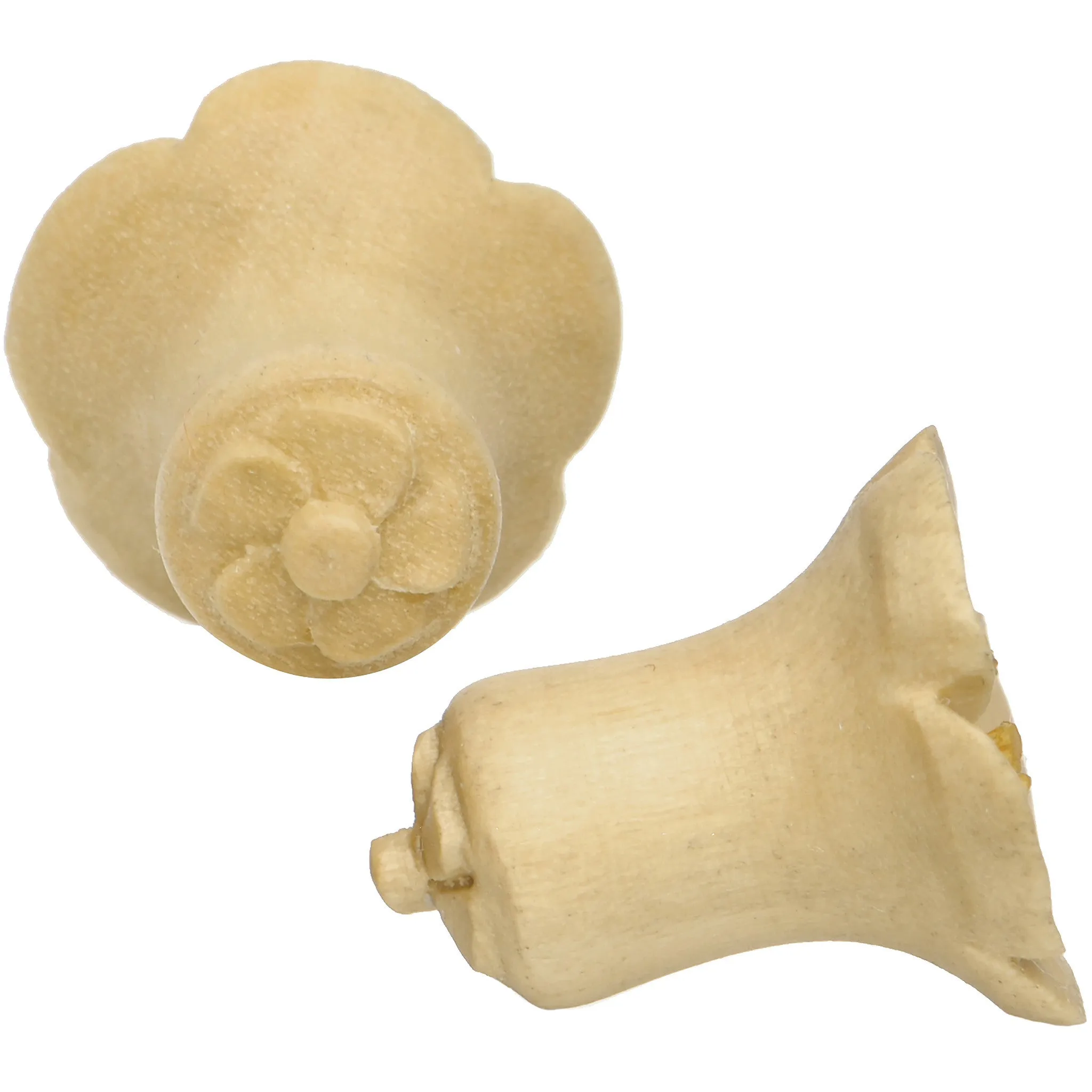 0 Gauge Organic Crocodile Wood Flower Hand Carved Plug Set