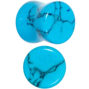 00 Gauge Turquoise Natural Stone Saddle Plug Set