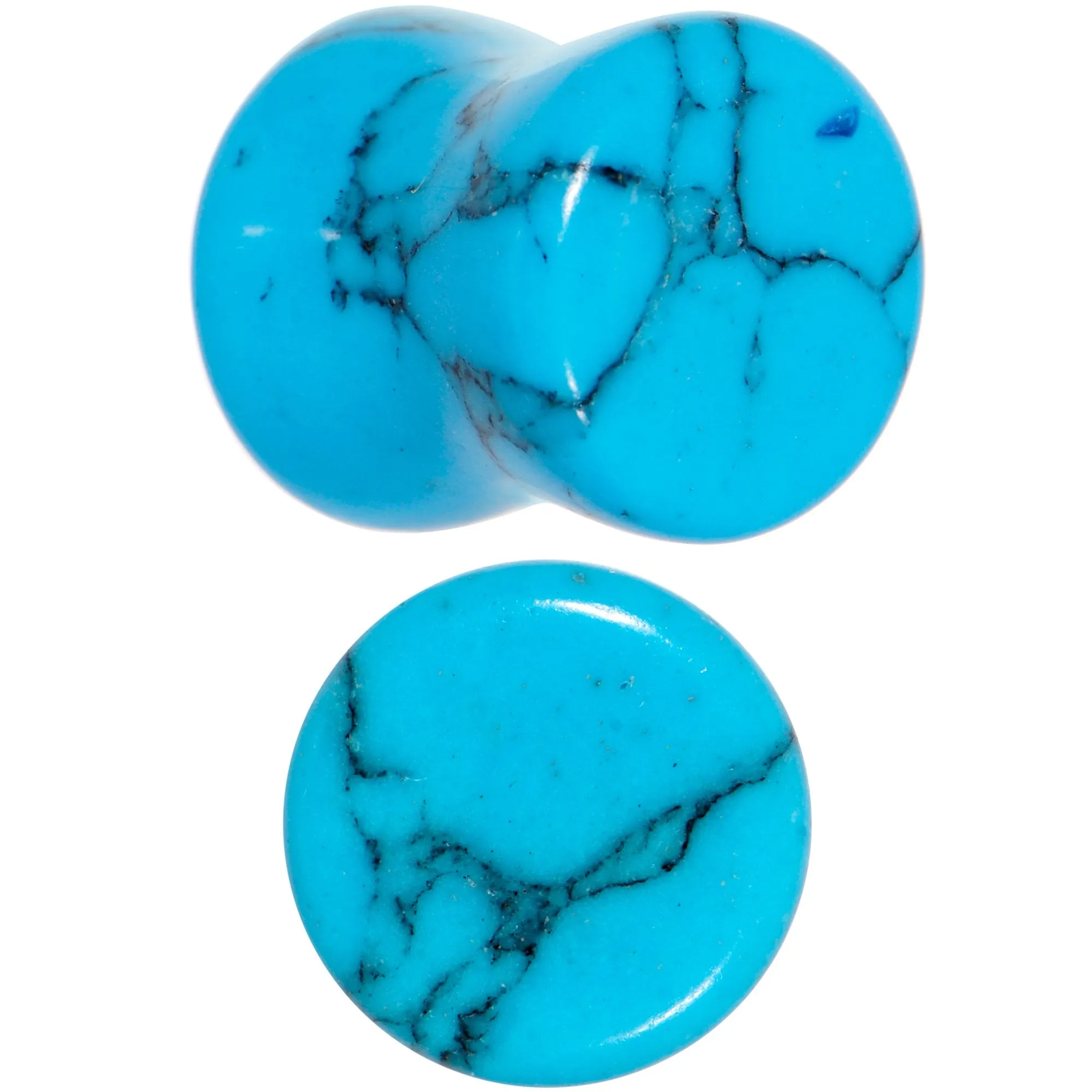 00 Gauge Turquoise Natural Stone Saddle Plug Set