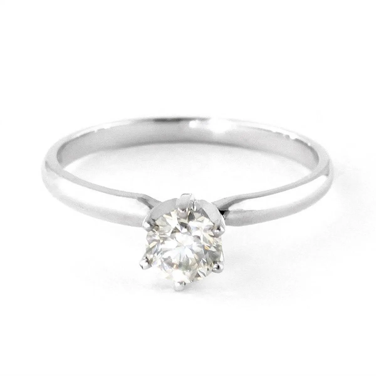 0.5 Carat 14K Solid White Gold Solitaire Ring 0.50 Carat Natural Diamond