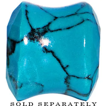 1/2 Turquoise Semi Precious Stone Faceted Double Flare Plug