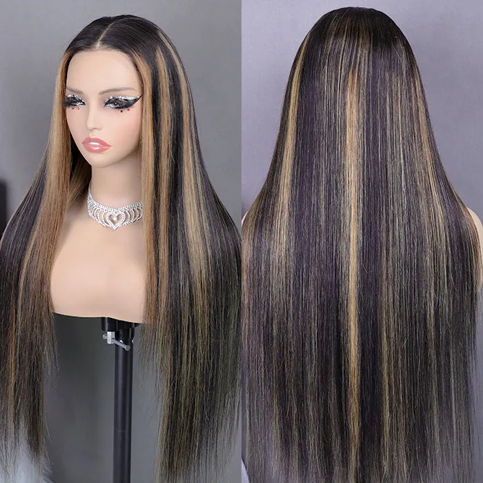 13x4 Ear To Ear Lace Frontal Straight & Body Wave Wig With Blonde Highlights Pre-All Glueless Wig