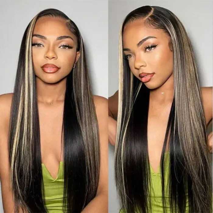13x4 Ear To Ear Lace Frontal Straight & Body Wave Wig With Blonde Highlights Pre-All Glueless Wig
