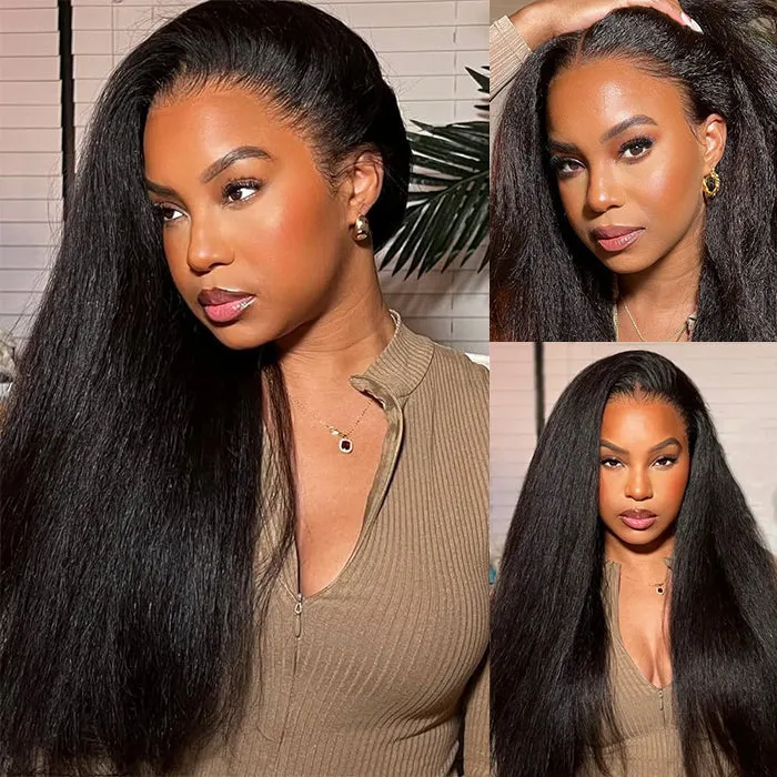 13x6 Lace Frontal Yaki Straight Pre Cut & Pre-Plucked Real Ear To Ear Pre-All Glueless Wig
