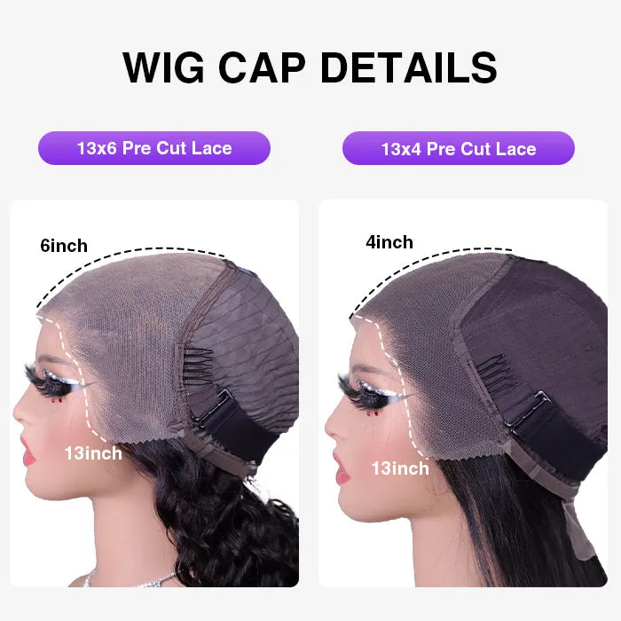 13x6 Pre-All Glueless Frontal Wigs Pre Cut & Pre-Bleached Put on and Go Glueless Straight Wig