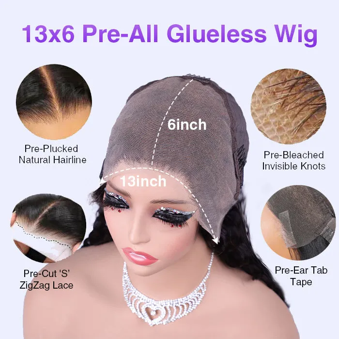 13x6 Pre-All Glueless Frontal Wigs Pre Cut & Pre-Bleached Put on and Go Glueless Straight Wig