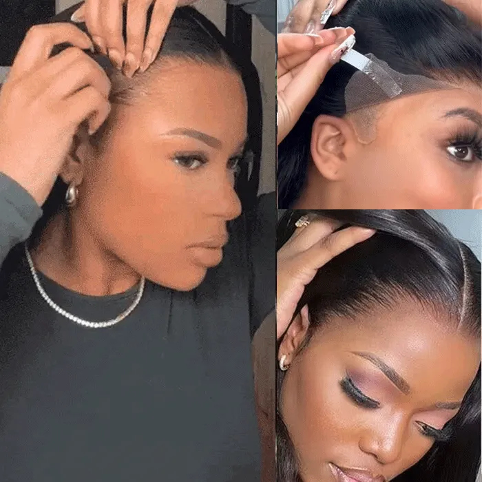 13x6 Pre-All Glueless Frontal Wigs Pre Cut & Pre-Bleached Put on and Go Glueless Straight Wig