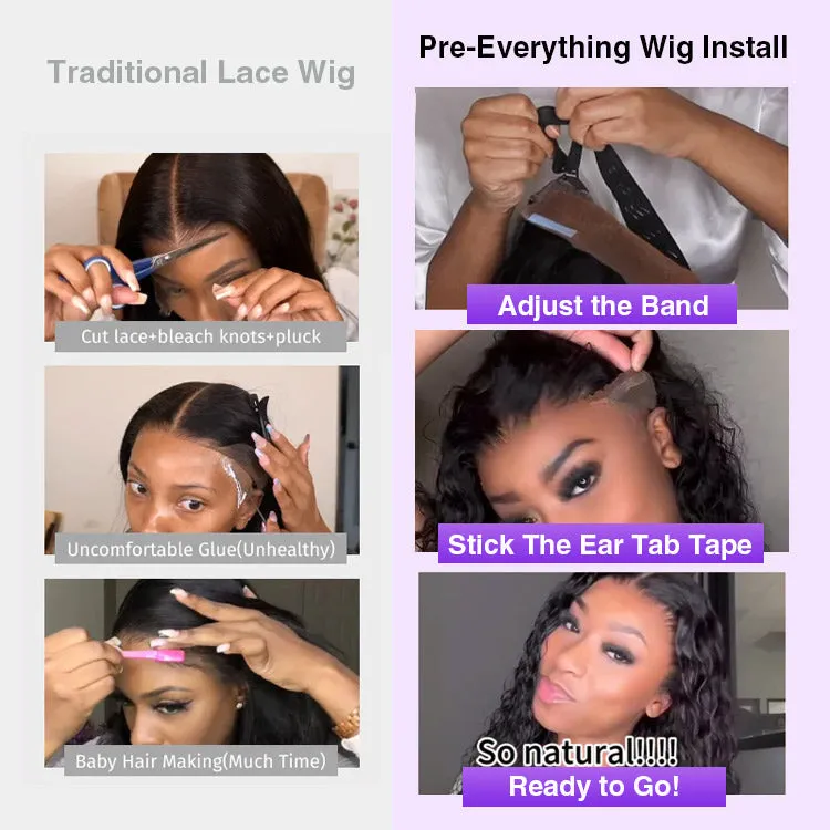 13x6 Pre-All Glueless Lace Frontal Wig Pre Cut Ear to Ear Lace Glueless Deep Wave Wigs