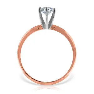 14K Solid Rose Gold Solitaire Ring 0.5 Carat Diamond