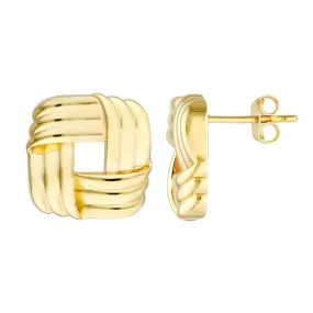 14K Yellow Squared Triple Weave Earrings