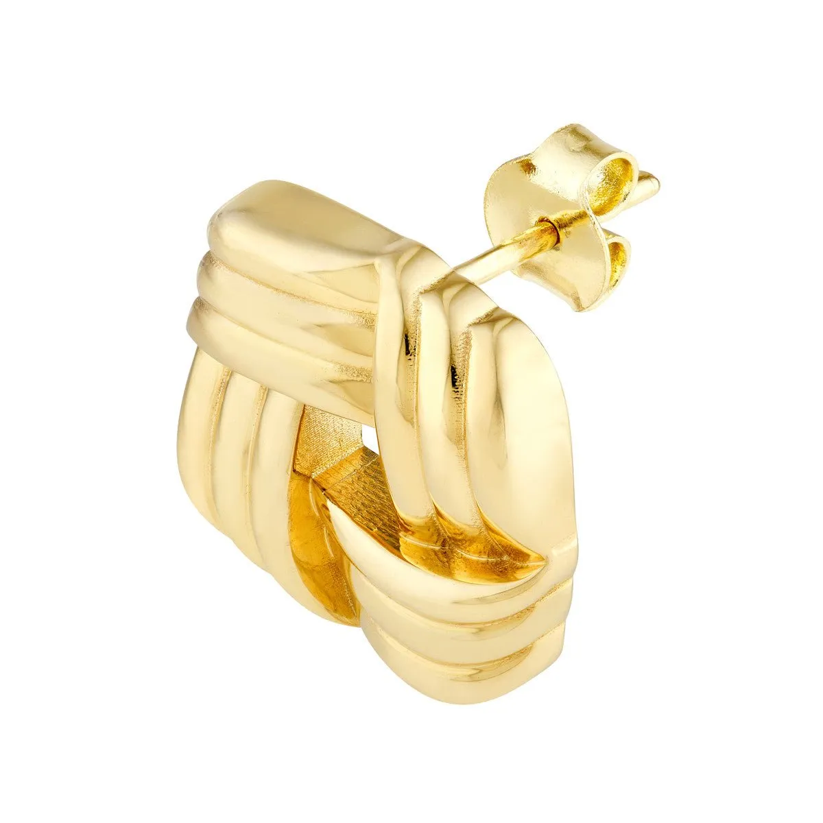 14K Yellow Squared Triple Weave Earrings