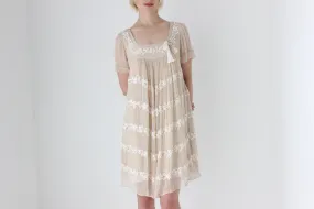 2000s Pure Silk Embroidered Babydoll Smock