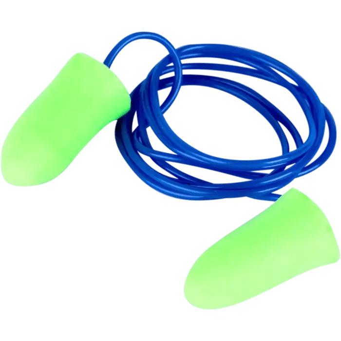 35db Green Hi-vis PU foam bullet disposable corded earplugs