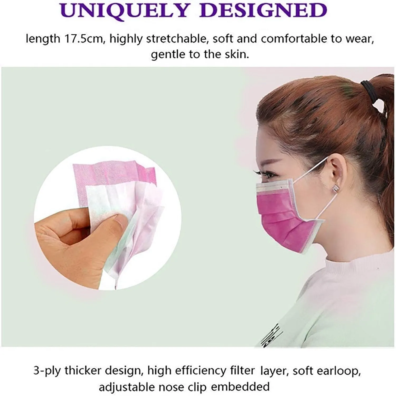 7219 Anti Pollution / Virus Face Pink Mask