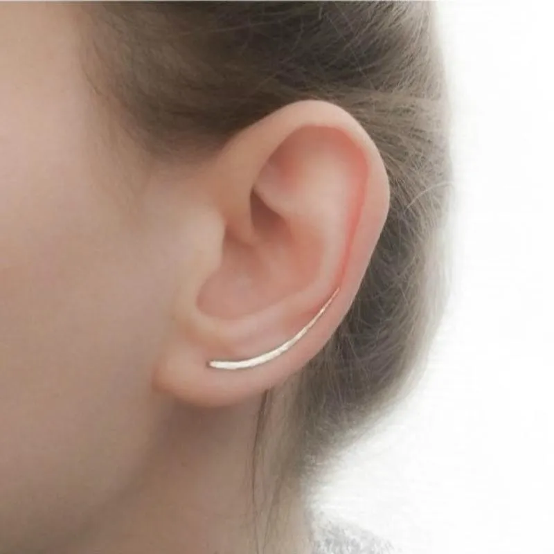 925 Sterling Silver Handmade Minimalist Ear Climber Earrings