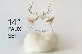 aliriga white faux fur deer ear and tail plug set deer ear and tail plug set anime cosplay ear animal deer tail buttplug and ear petplay mature