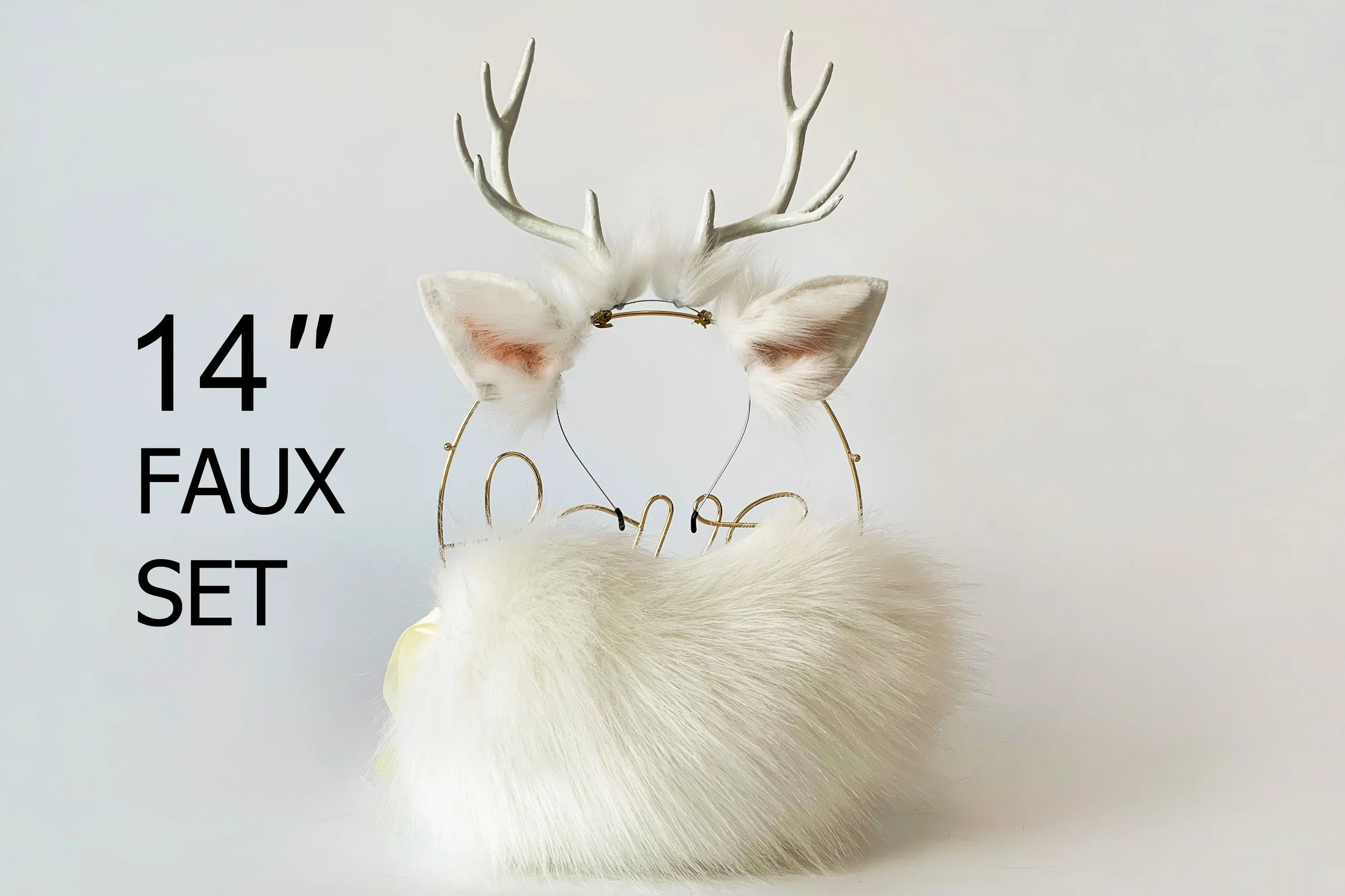 aliriga white faux fur deer ear and tail plug set deer ear and tail plug set anime cosplay ear animal deer tail buttplug and ear petplay mature