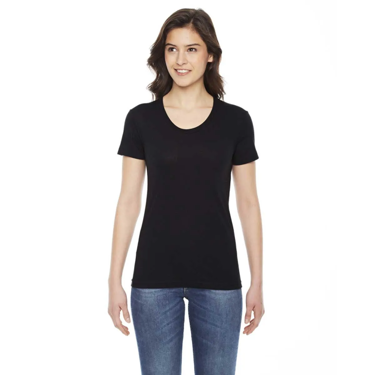 American Apparel Women's Black Poly-Cotton Short-Sleeve Crewneck