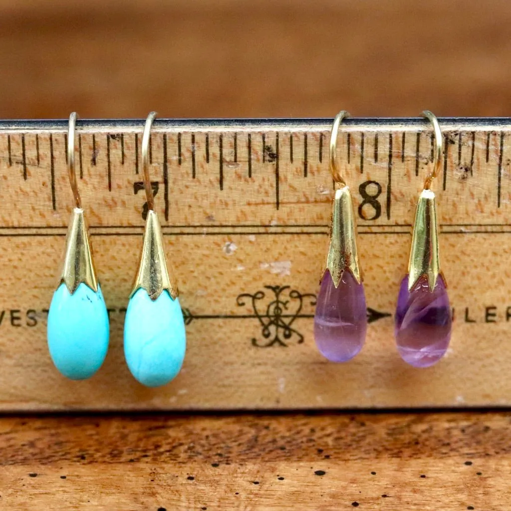 Amethyst Cornflower Bud Egyptian Earrings