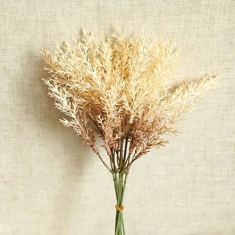 Artificial Fake Plant 6pc Packaging Bunch Wheat Ear Seedlings Hay Autumn Decoration Bedroom Living Room Dining Table Accessories
