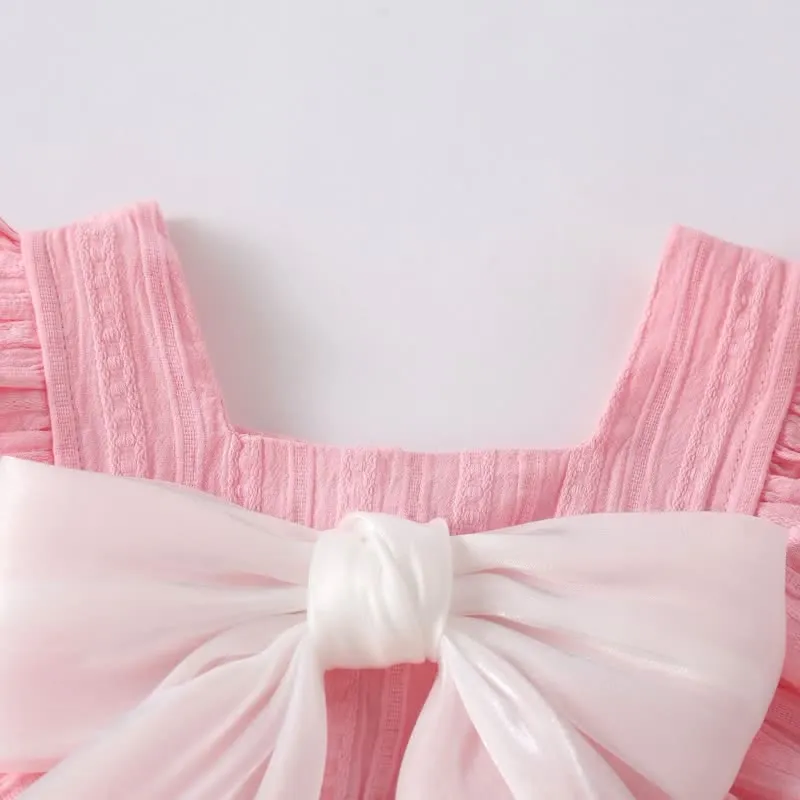 Baby Bowknot Ruffled Overall with Hat