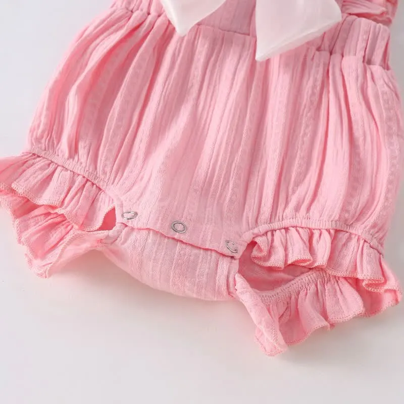 Baby Bowknot Ruffled Overall with Hat