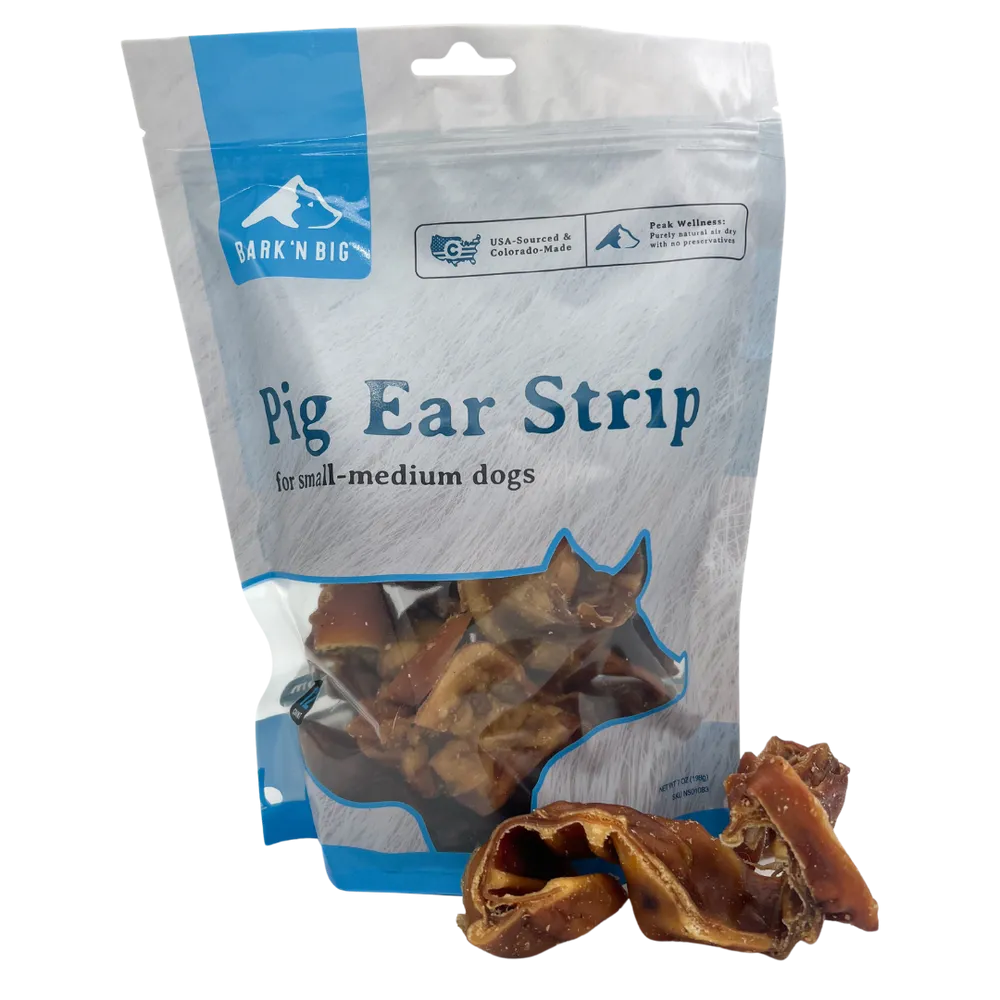 BarkNBig USA Pig Ear Strip Dog Treat, 12ct