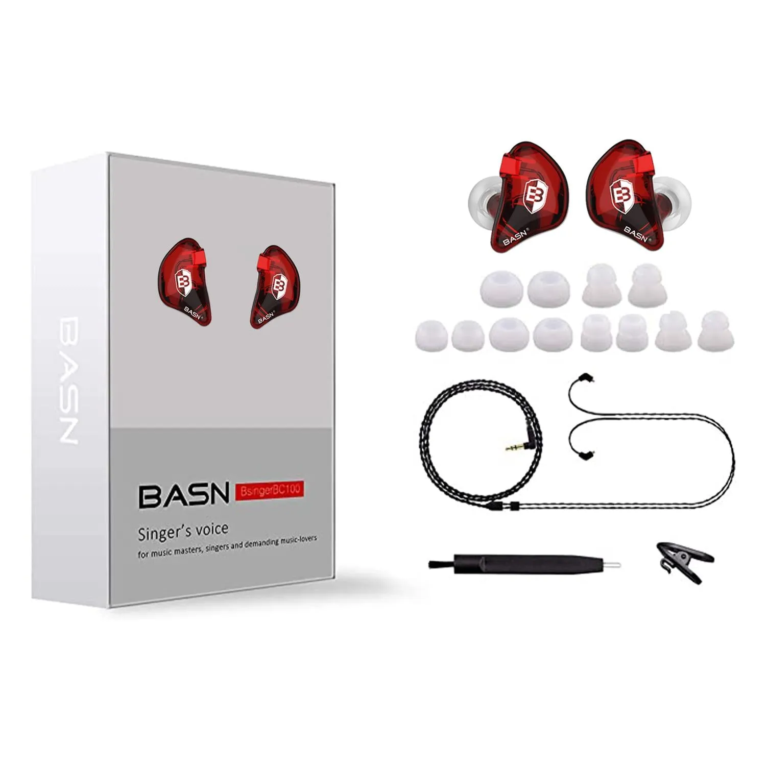 BASN Bsinger BC100 In-Ear Monitor Headphones (Red)