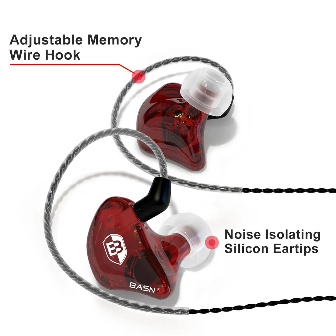 BASN Bsinger BC100 In-Ear Monitor Headphones (Red)