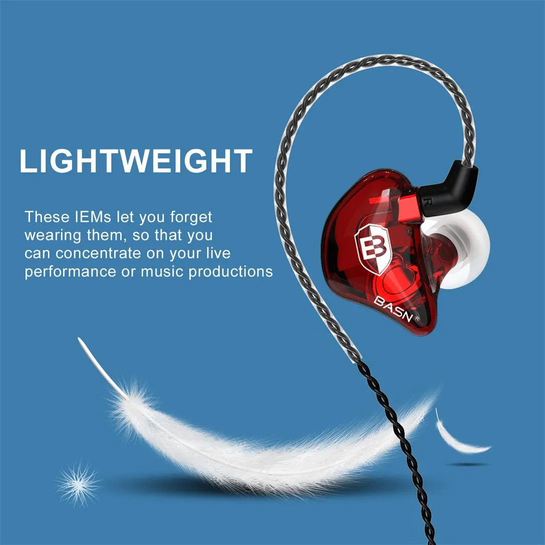 BASN Bsinger BC100 In-Ear Monitor Headphones (Red)