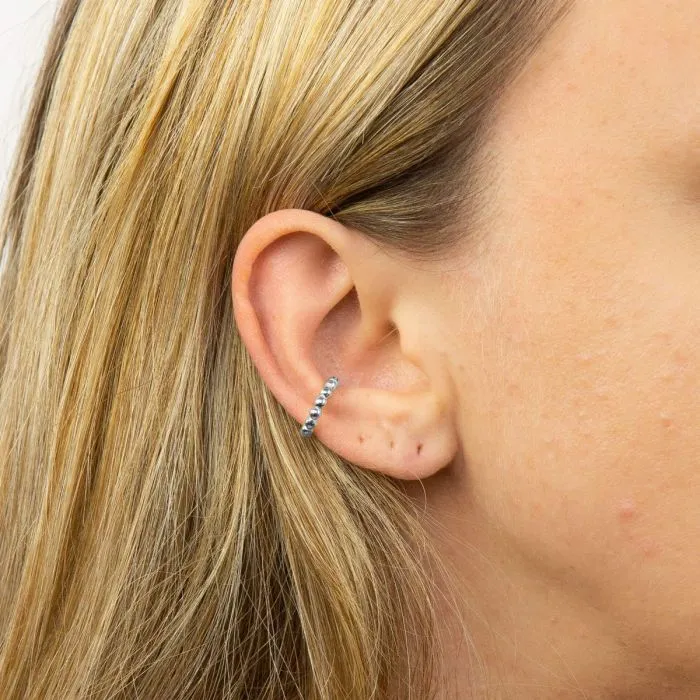 Beginnings Sterling Silver C161 Ball Hoop Earrings Ear Cuff