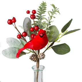 Berry, Eucalyptus, Pinecone Cardinal Pick - 10"
