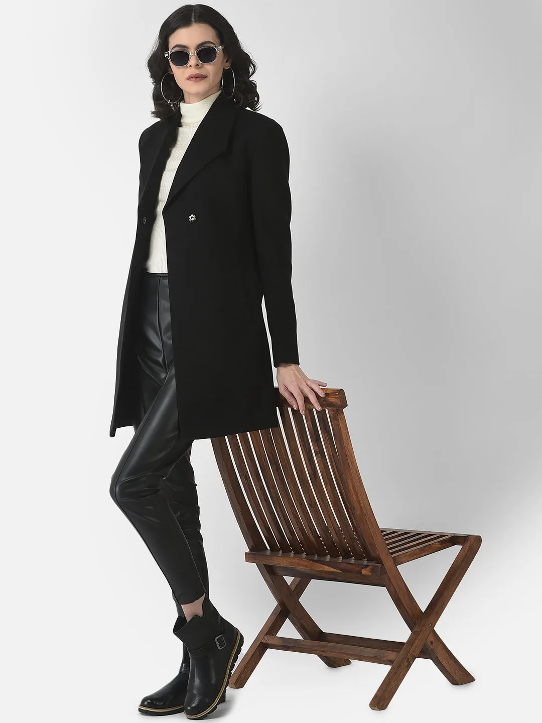 Black A-Line Overcoat