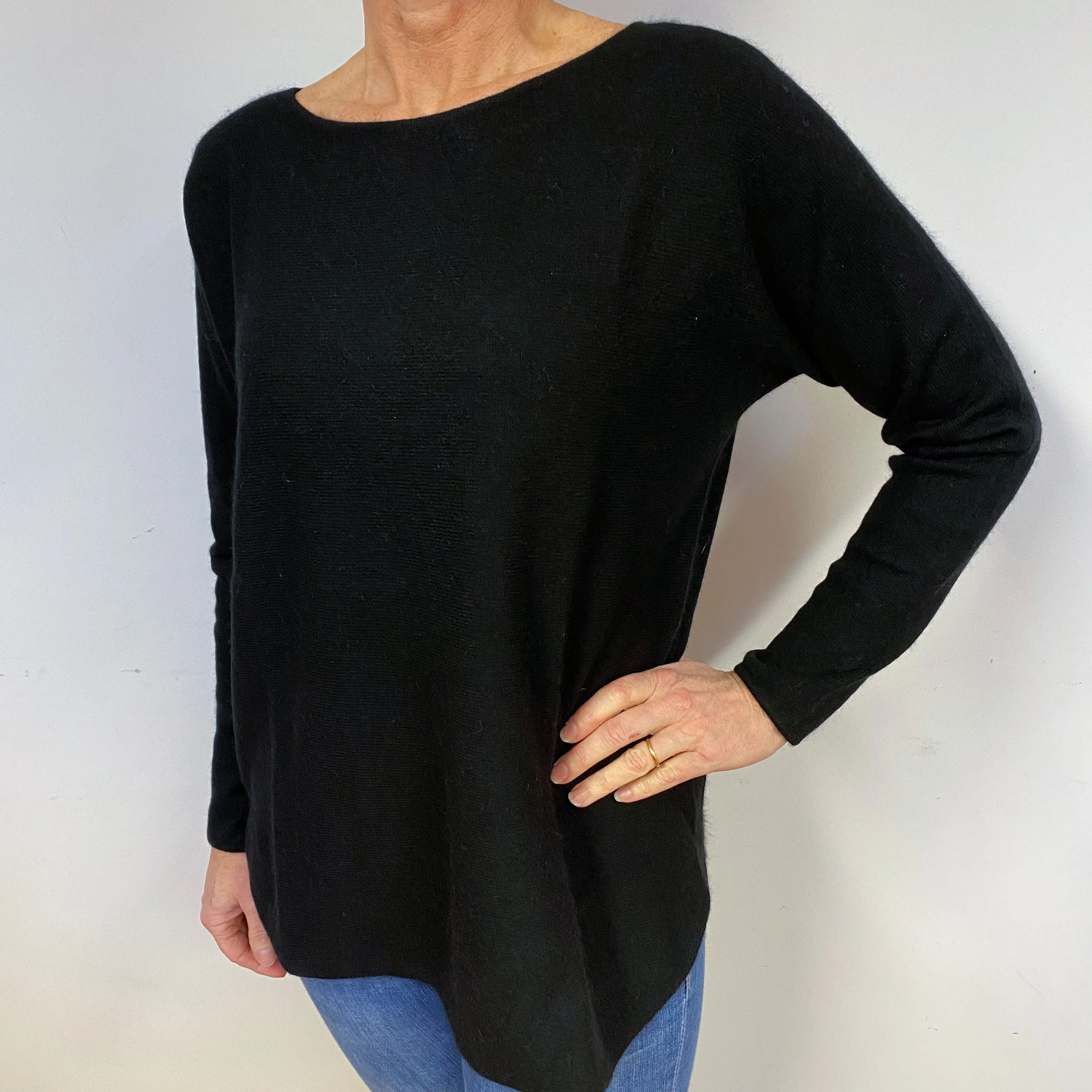 Black Floaty Cashmere Crew Neck Jumper Medium