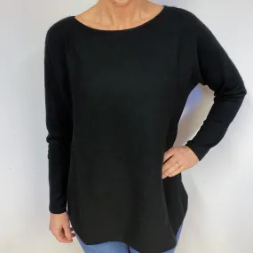 Black Floaty Cashmere Crew Neck Jumper Medium