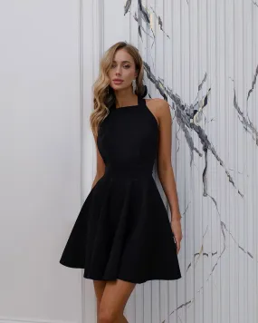 Black mini dress "Bow tie back"