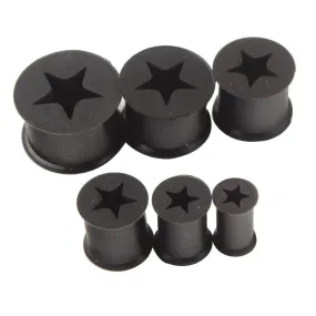 Black Star Silicone Ear Tunnels Stretcher