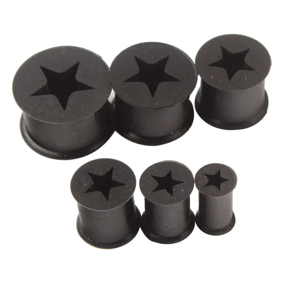 Black Star Silicone Ear Tunnels Stretcher