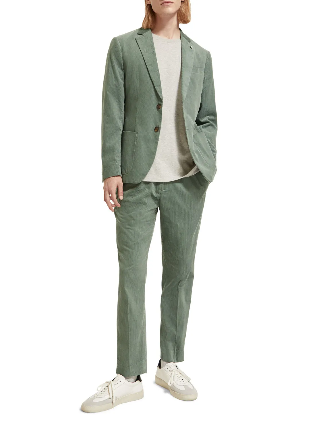 Blake Pleated Corduroy Chino in Seaweed
