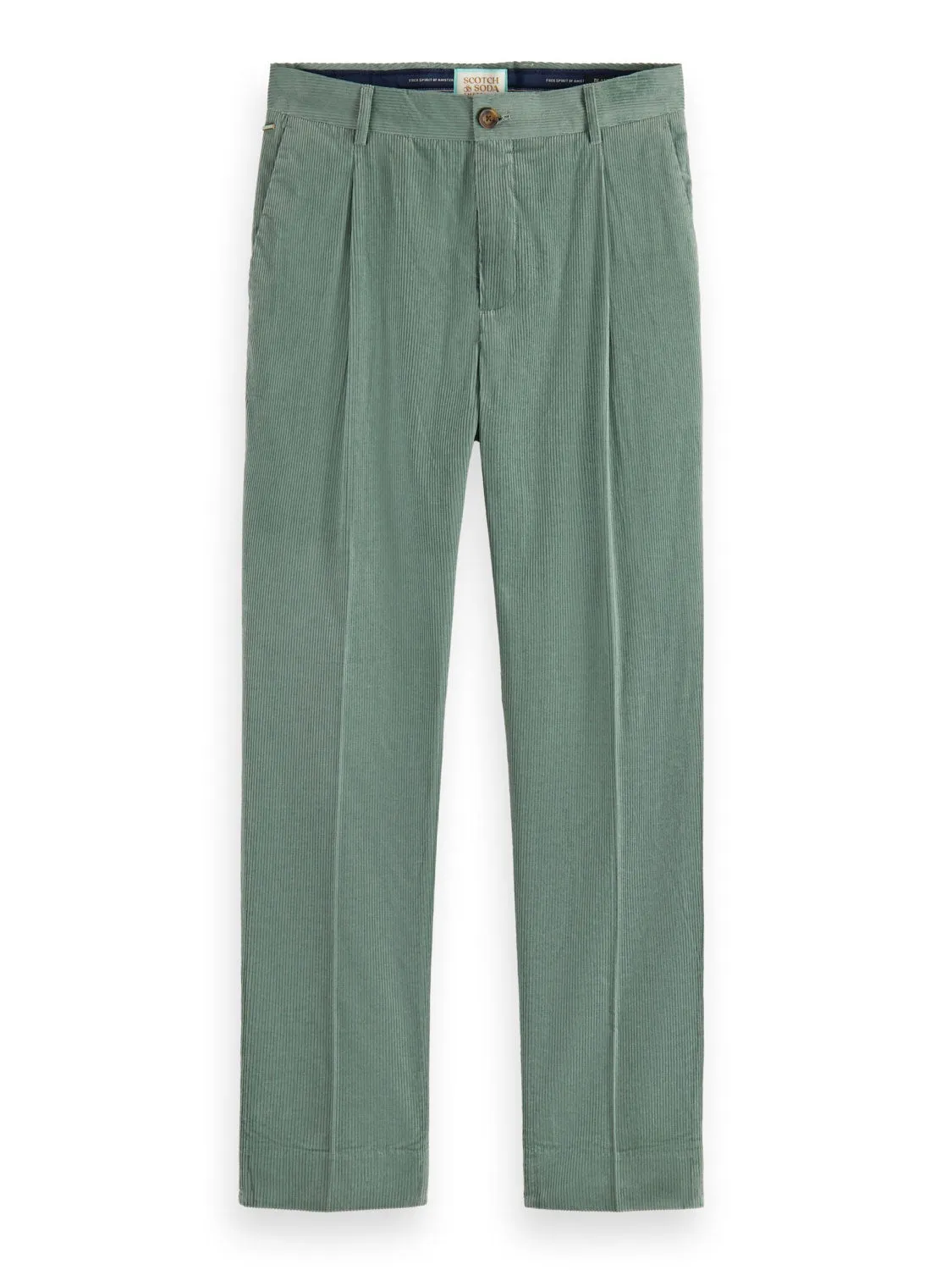 Blake Pleated Corduroy Chino in Seaweed