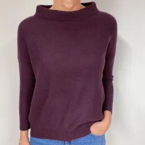 Blueberry Purple Cashmere Boat Neck Jumper Medium