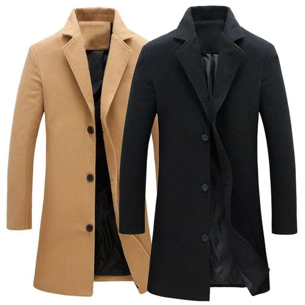BRADFORD Design Collection Men's Fashion Khaki Brown Coat Jacket Premium Quality Long Khaki Brown Wool Coat Jacket