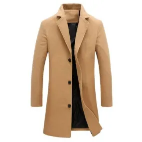 BRADFORD Design Collection Men's Fashion Khaki Brown Coat Jacket Premium Quality Long Khaki Brown Wool Coat Jacket