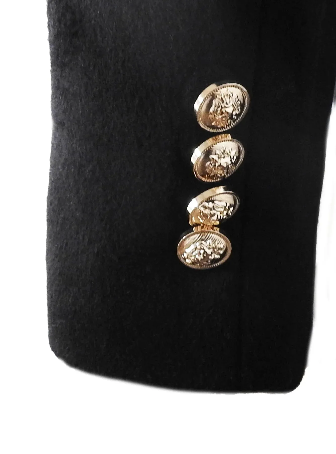 C-COUTURE DOUBLE BREASTED OVERCOAT-BLACK COLOR