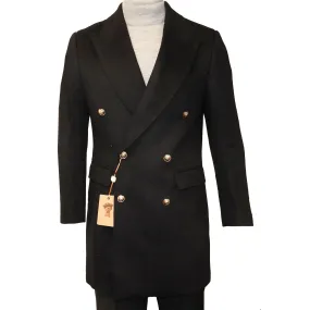 C-COUTURE DOUBLE BREASTED OVERCOAT-BLACK COLOR