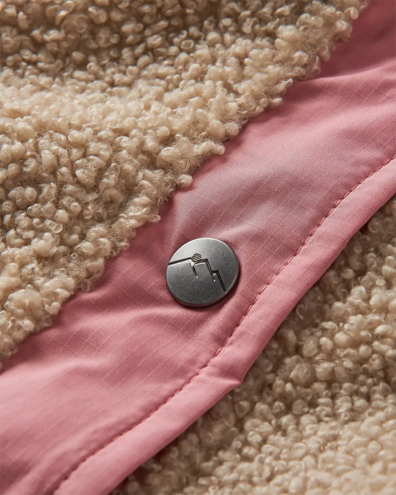 Calla 1/2 Zip Hooded Fleece Jacket in Feather & Biscuit