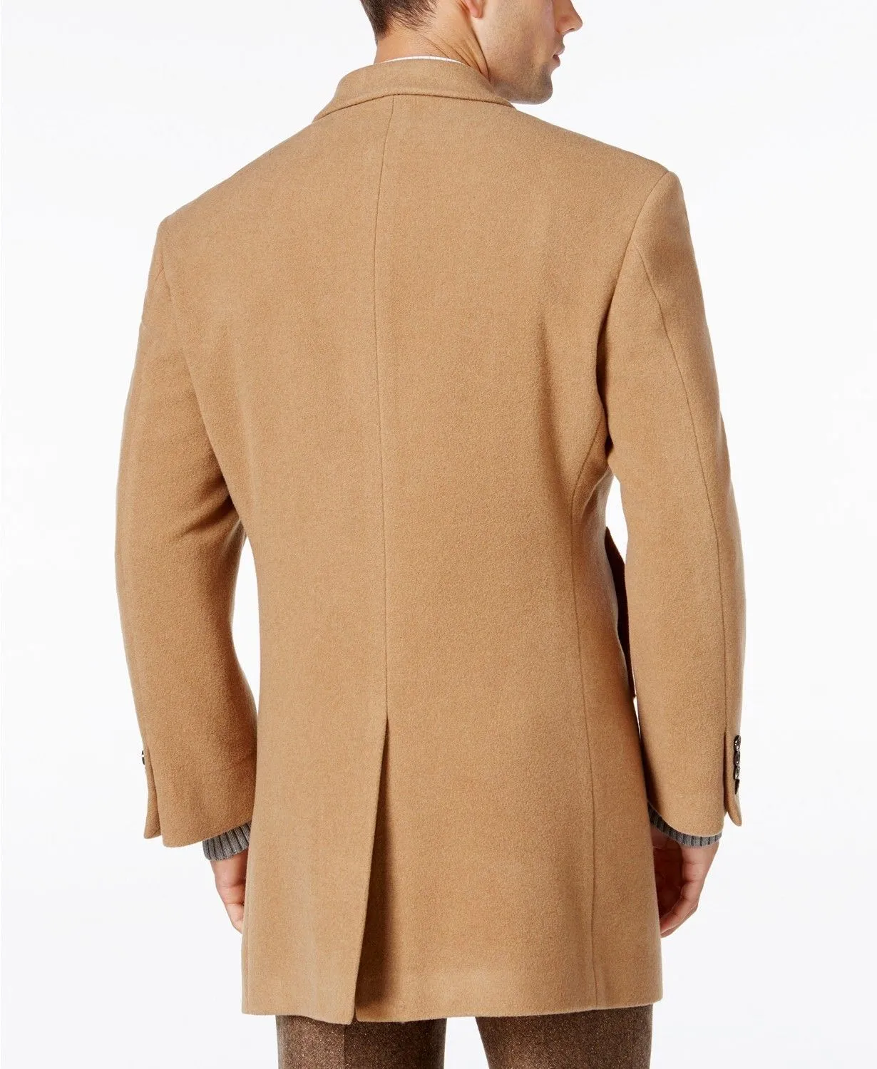 Calvin Klein Mens Slim fit Overcoat Coat 36 S Beige Solid