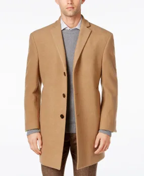Calvin Klein Mens Slim fit Overcoat Coat 40 R Camel Brown Solid