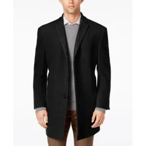 Calvin Klein Mens Slim fit Overcoat Coat 44 L Black Solid