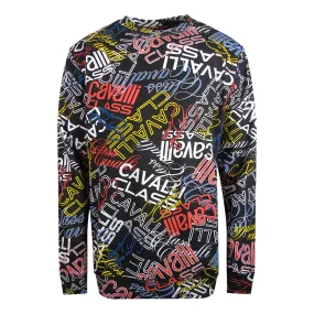 Cavalli Class Large Multi Logo Black Sweatshirt